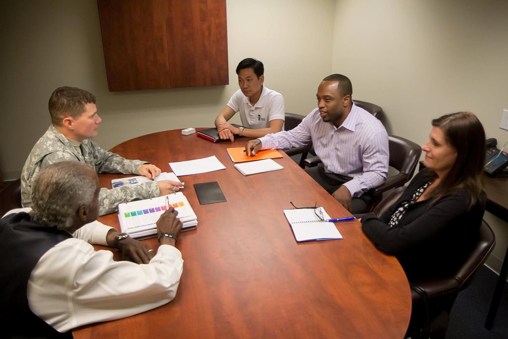 A veteran's career counseling session