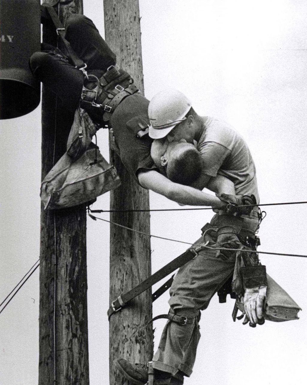 JEA apprentice lineman Randall Champion receiving mouth-to-mouth resuscitation