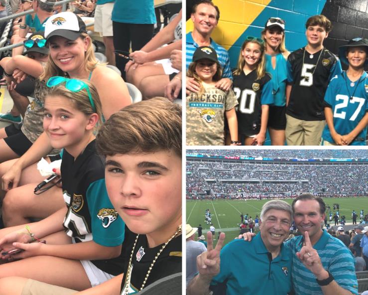 curry family decked out in jaguars football gear