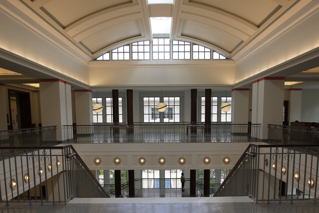 Interior atrium view of the Main Library in Downtown Jacksonville. 