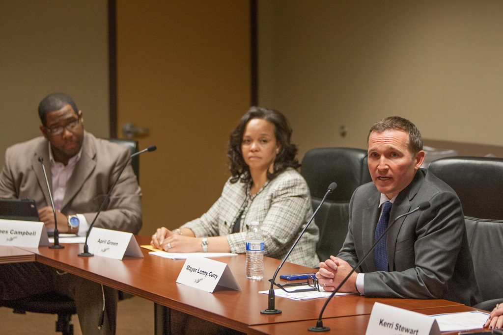 Mayor Lenny Curry speaking to the Jax Journey Oversight Committee in January 2016.