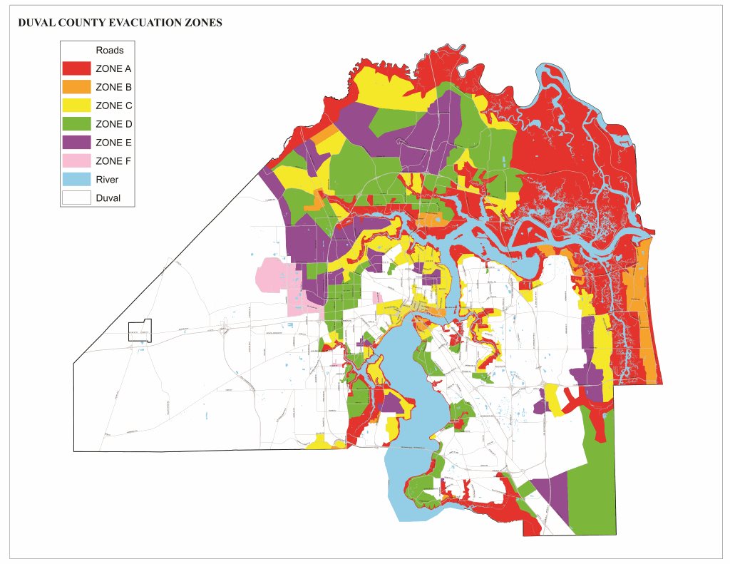 duval county evacuation zones color coded map