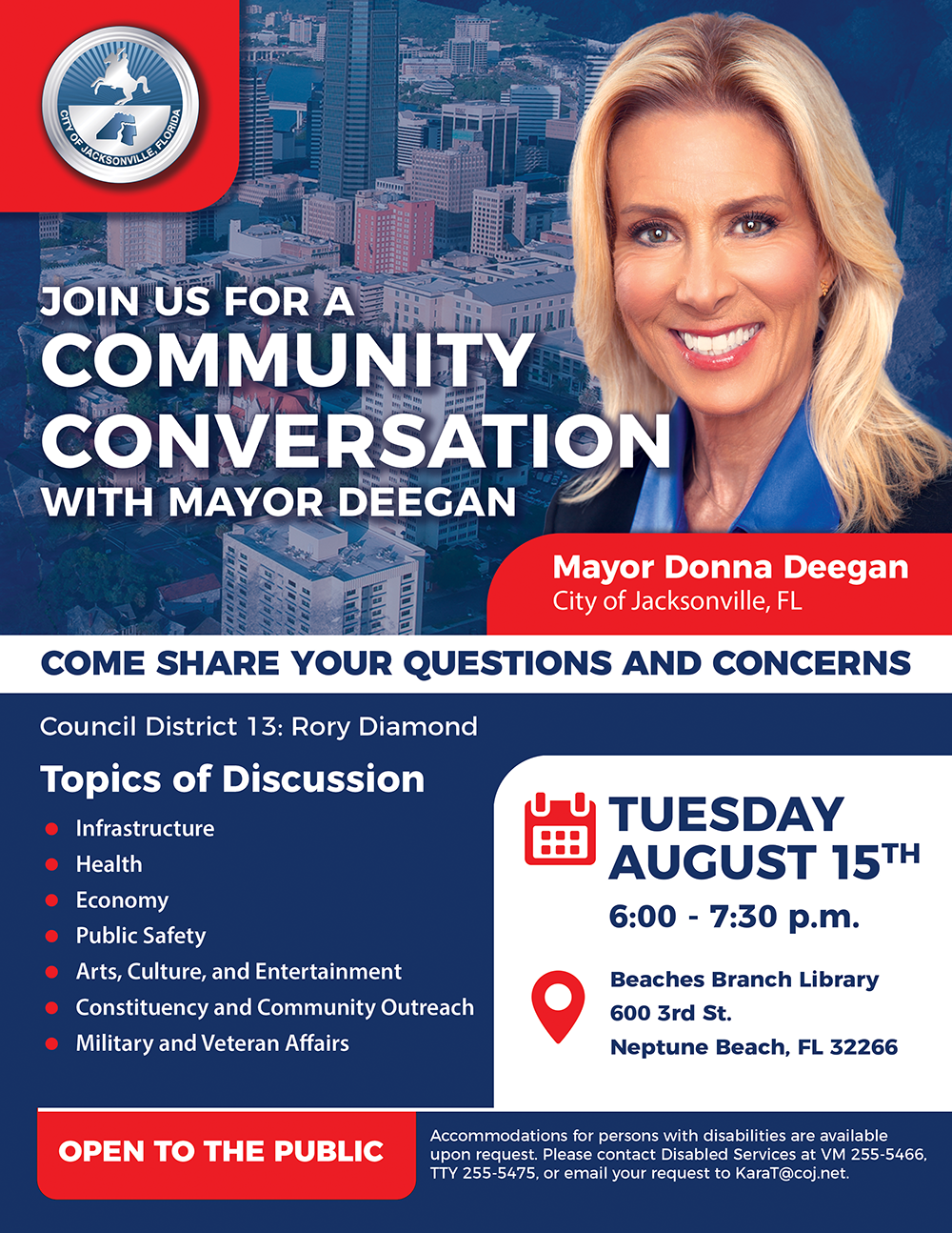 community conversation with mayor deegan flyer