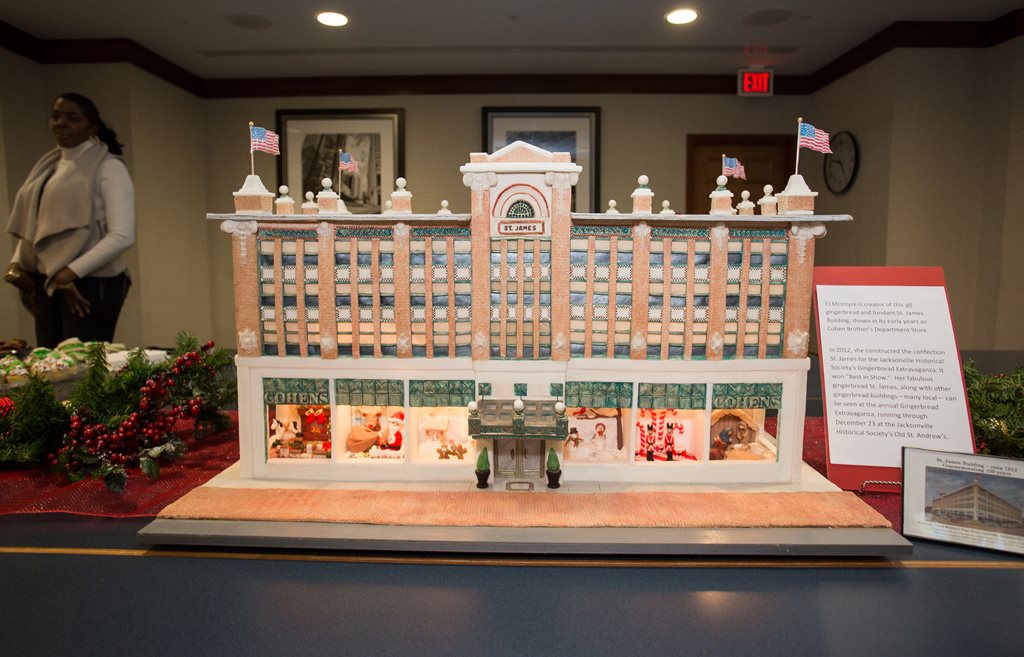 A gingerbread replica of the St. James Building