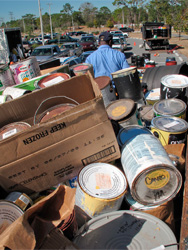 A dumpster at a Household Hazardous Waste mobile collection event.