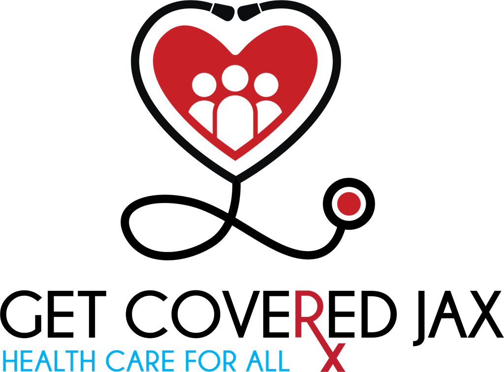 Get Covered Jax! Logo with heart and stethescope