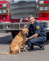JFRD fireman with ACPS shelter dog