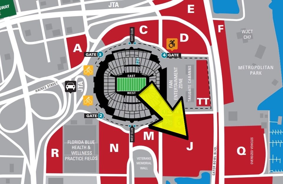 Parking Map for TIAA Bank Field