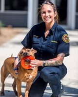 JFRD firewoman with ACPS shelter dog