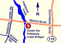 Map showing directions to Pottsburg Creek Boat Ramp