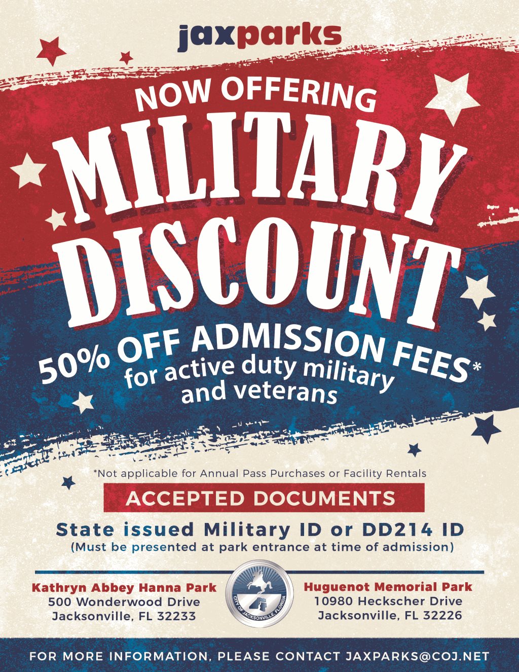 JaxParks Military Discount Flyer