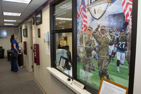 A view of the newly renovated lobby at the Jacksonville Veterans Resource and Reintegration Center