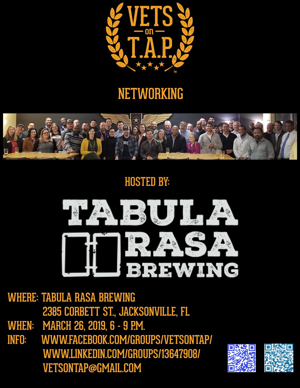 Vets on TAP presents Networking at Tabula Rasa Brewing. 