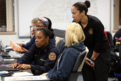 staff working at emergency operations center