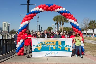 Mayor Lenny Curry and his wife Molly join more than 500 Jacksonville seniors in the 2016 Mayor's Walk for Senior Wellness