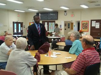 July 26, 2018 photo of Council Member Terrance Freeman at the Leroy Clemons Senior Center.