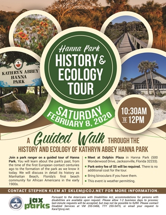 Hanna Park History and Ecology Tour, Saturday, February 8th 