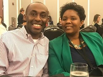 April 11, 2018 photo of Council Members Garrett Dennis and Katrina Brown at the Victims Rights Week Awards Luncheon.
