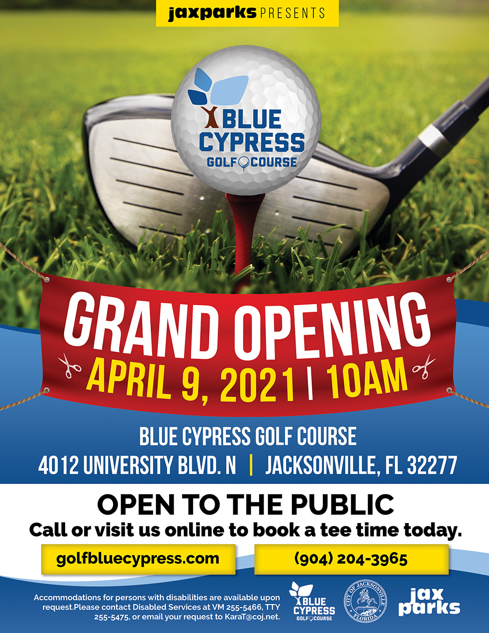 Blue Cypress Gold Course grand opening flyer