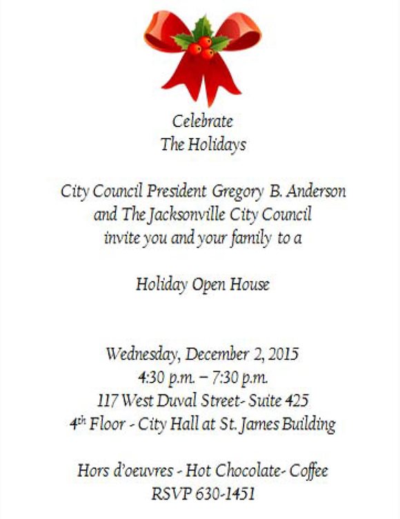 December 2, 2015 Holiday Open House invitation.