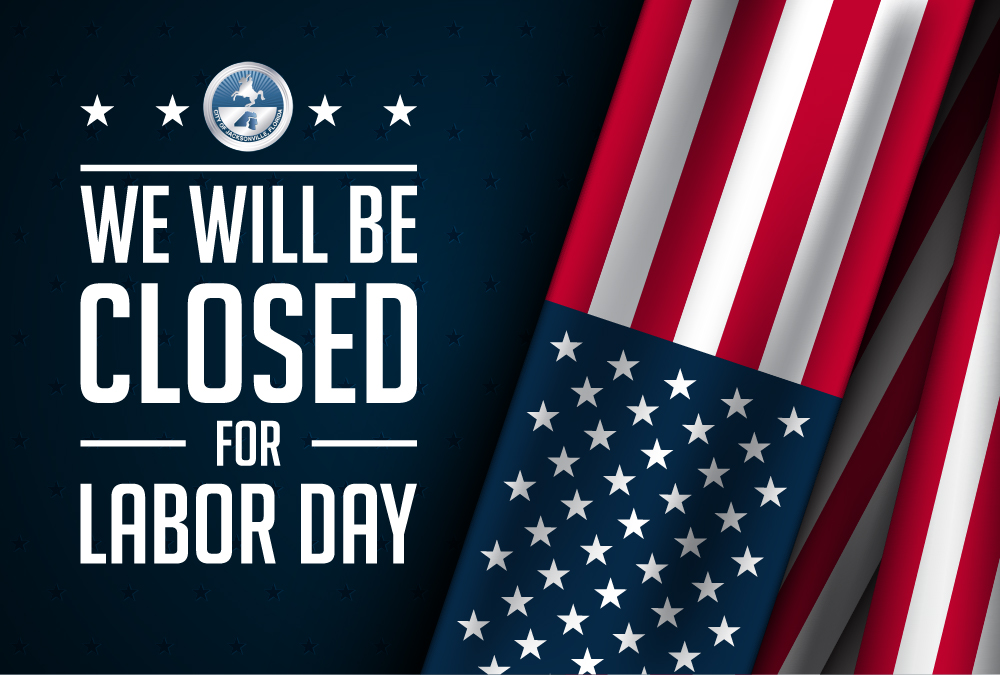we will be closed for labor day text with american flag