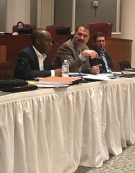 February 22, 2018 photo of Council Member Garrett Dennis at a publicly noticed meeting to discuss the potential sale of JEA. 