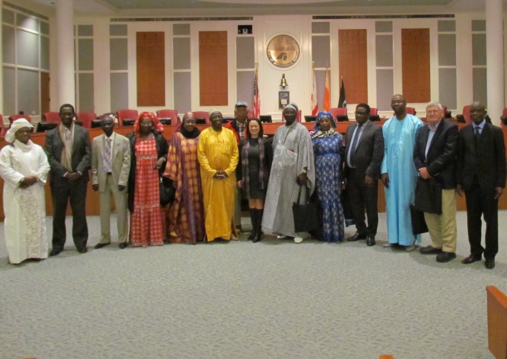 December 7, 2017 photo of Council President Anna Brosche with members of the Delegation from Senegal.