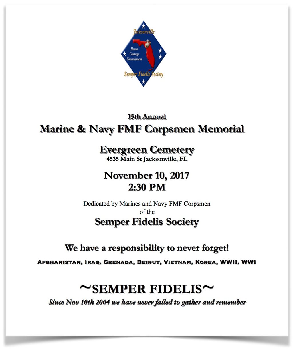 Marine & Navy FMF Corpsmen Memorial flyer