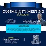 Community meeting Dinsmore Listing the Date and Guest Attendees
