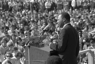 Dr. Martin Luther King, Jr. adressing a gathered crowd in Washington, D.C.