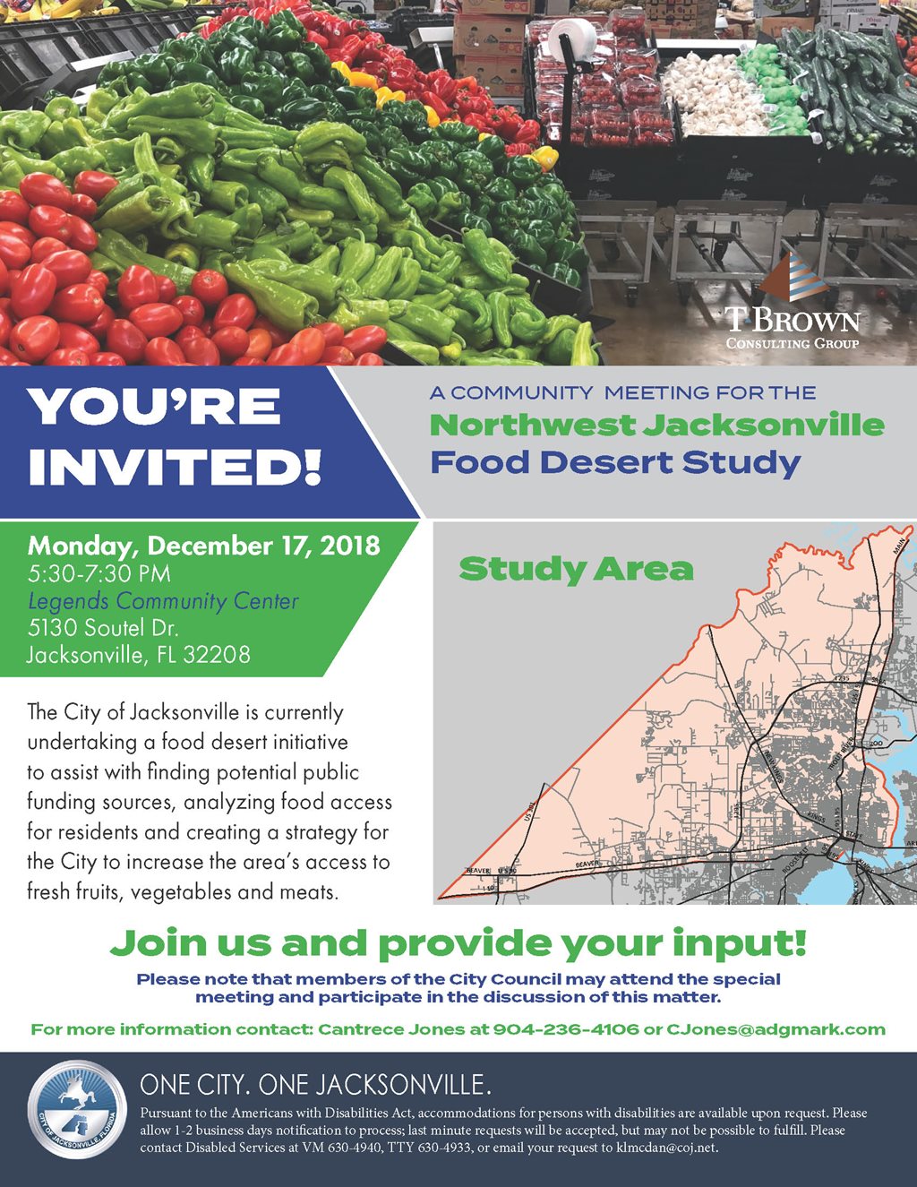 NW Jax Food Desert Study Community Meeting Flyer