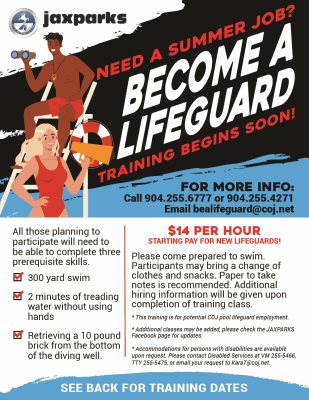 2023 Lifeguard flyer with requirements and hourly pay