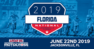 motorcross racers with lucas oil motorcross championship logo and  jacksonville june 22, 2019 race info
