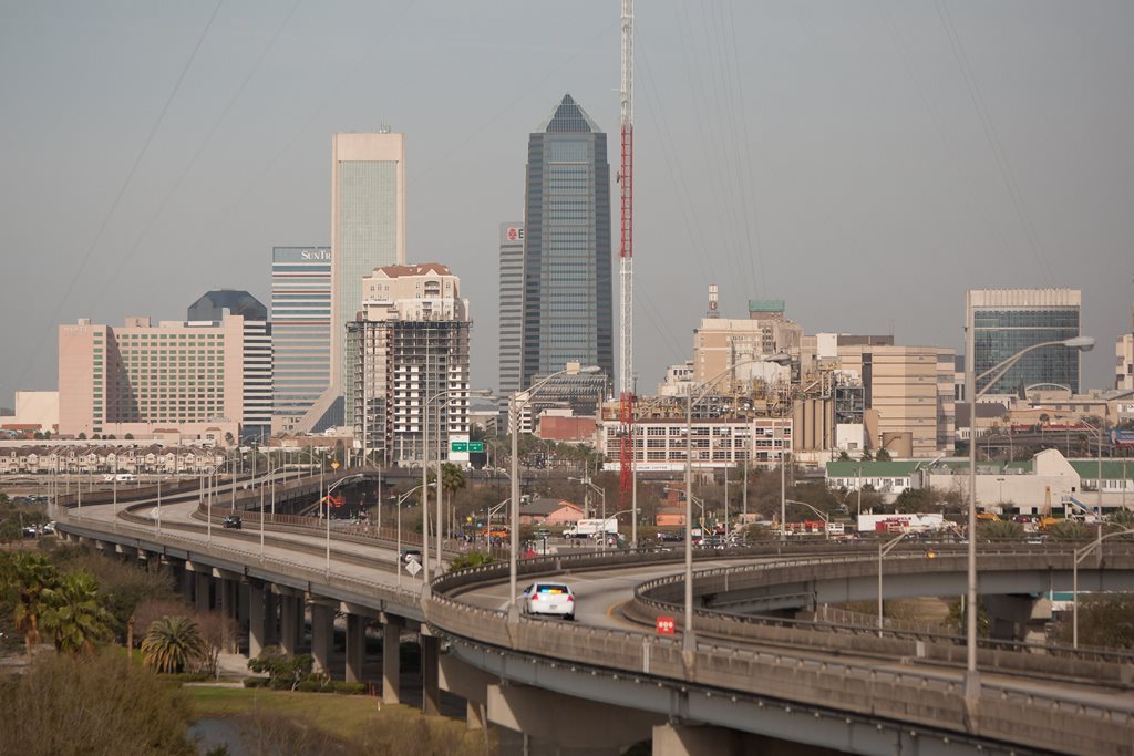view of downtown jacksonville from the hart bridge