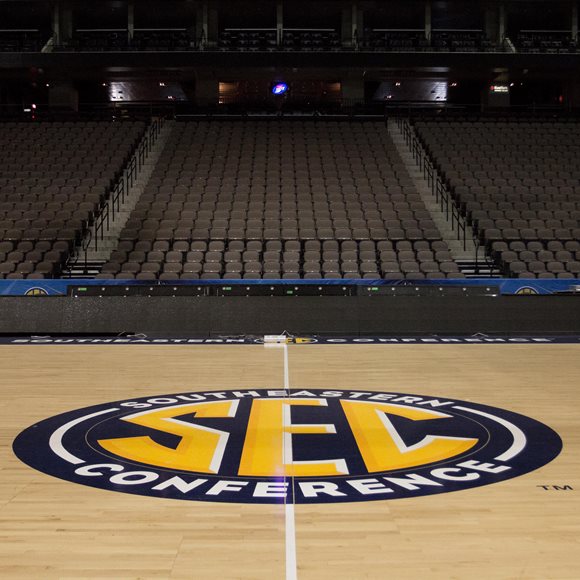 View of the mid-court for the 2016 SEC Women's Basketball Tournament in Jacksonville