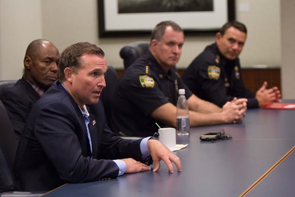 Mayor Curry meeting with Sheriff Mike Williams and his team at City Hall