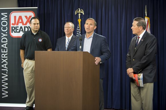 Mayor Curry addressing the media during the June 1, 2016 news conference for the start of Hurricane Season