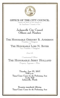 Image of the City Council Installation Invitation.