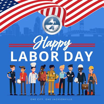 Happy Labor Day with illustration of diverse workers