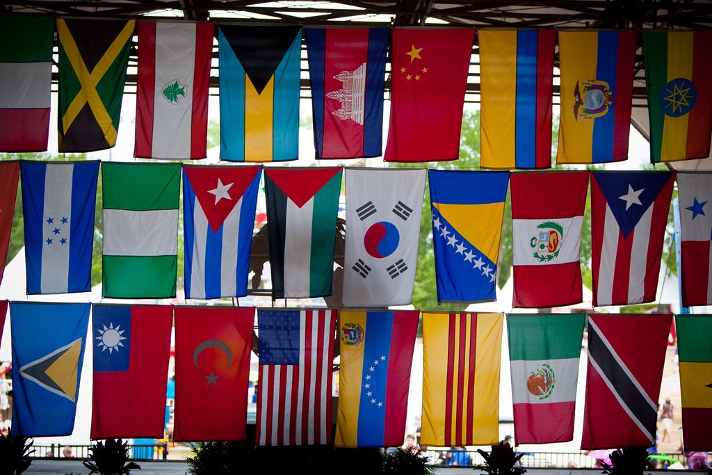 A display of flags from around the world