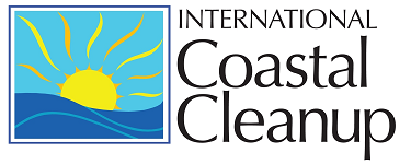 international coastal cleanup logo featuring a illustrated sun rising over the water