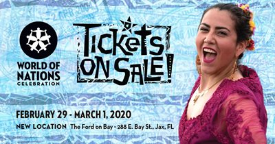 World of Nations Tickets on Sale ad with dancing woman
