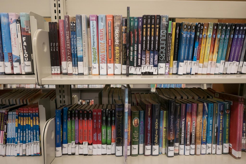 shelves filled with books at jacksonville public library