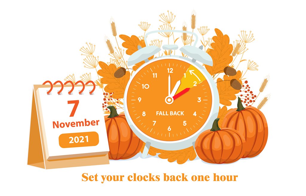 Daylight savings clock and pumpkins