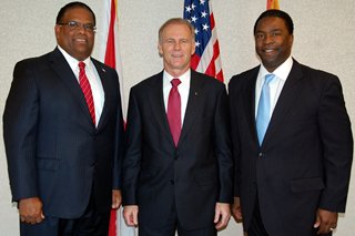 Admiral Victor Guillory, General Mike Fleming and Mayor Alvin Brown