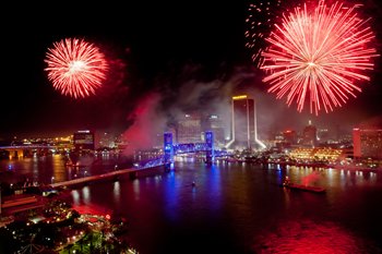Fireworks over Downtown Jacksonville on July 4, 2012