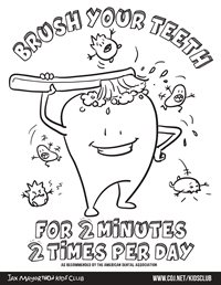 Jax Mayorthon Kids Club Dental Health Coloring Sheet