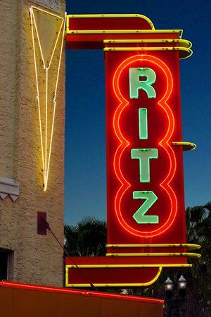 The Ritz Theatre sign at night