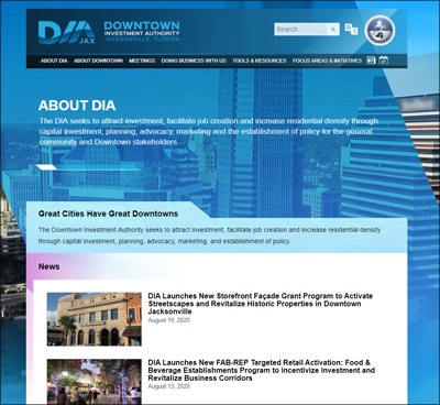 screenshot of DIA website