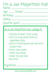 Jax Mayorthon Kids Club Pledge Card